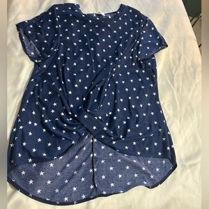 Plus Size Blue Star Tie Top
